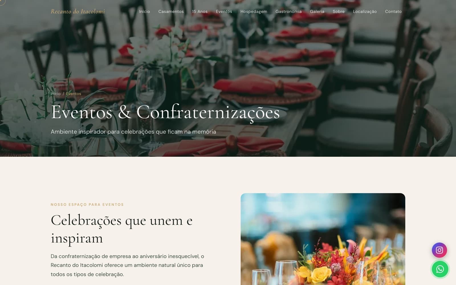 Recanto do Itacolomi — Eventos