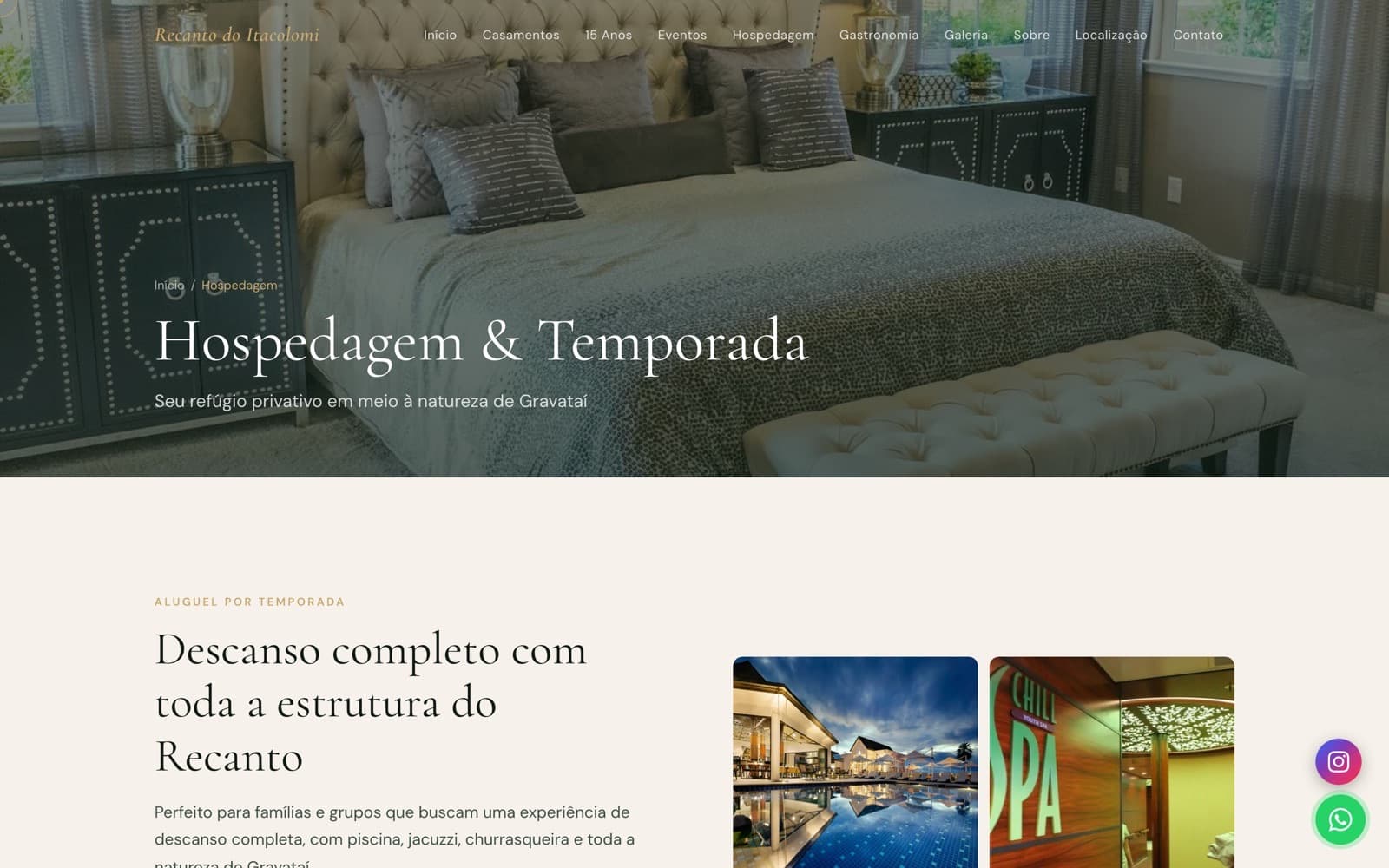 Recanto do Itacolomi — Hospedagem