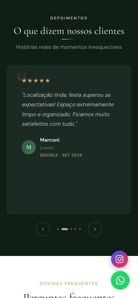 Recanto do Itacolomi — Mobile · Depoimentos